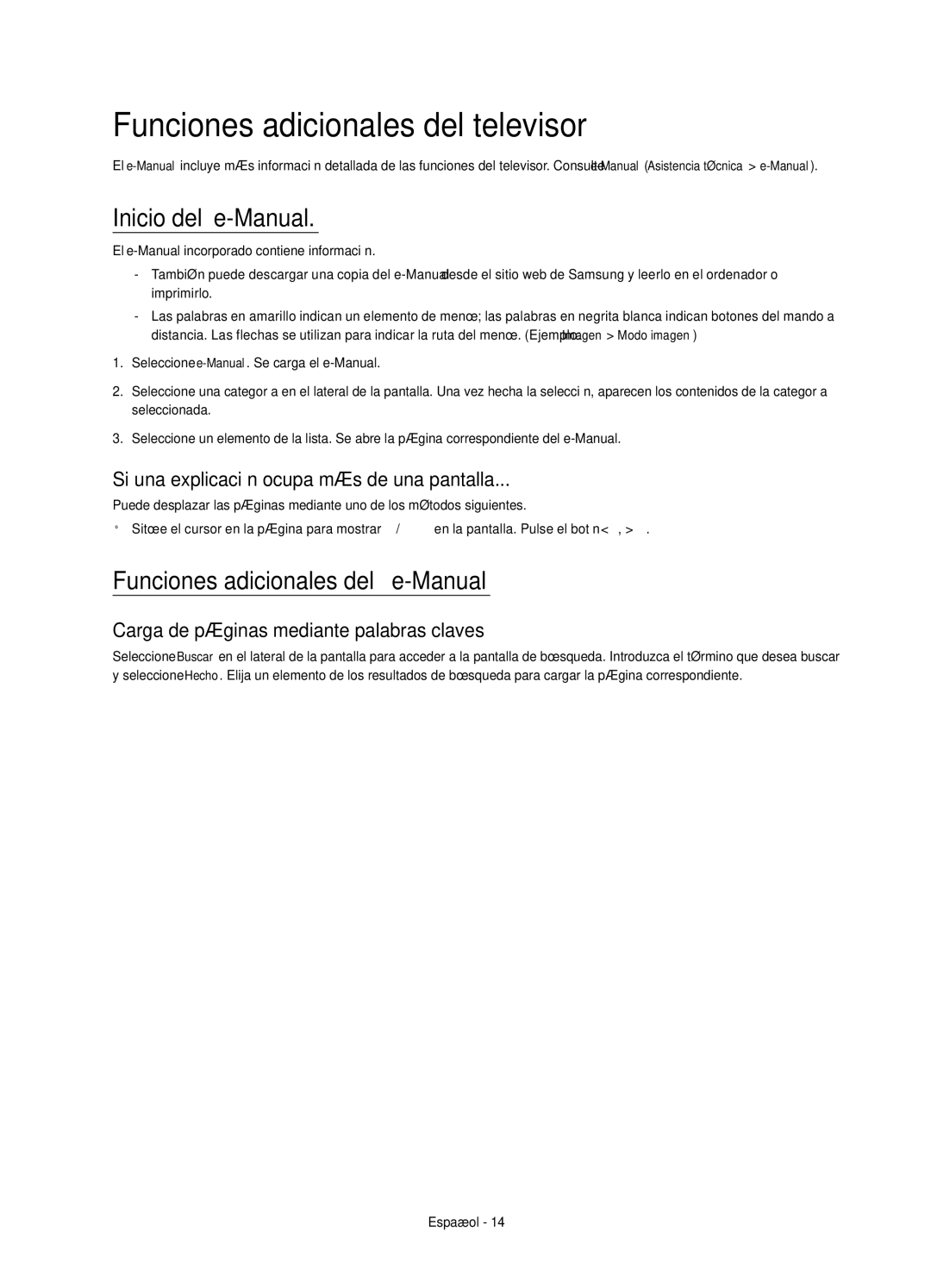 Samsung UE60H6200AWXXC manual Funciones adicionales del televisor, Inicio del e-Manual, Funciones adicionales del e-Manual 