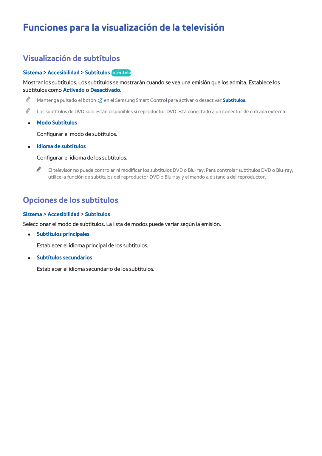 Samsung UE22H5610AWXXC, UE48H6200AWXXH manual Funciones para la visualización de la televisión, Visualización de subtítulos 