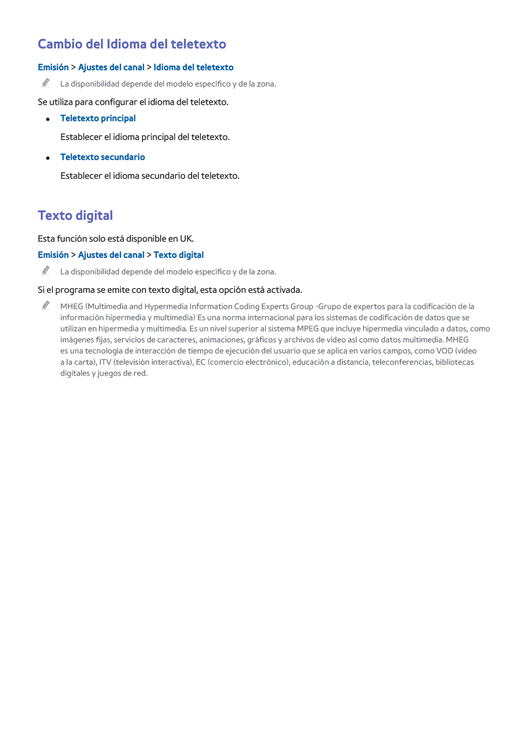 Samsung UE22H5600AWXXC, UE48H6200AWXXH, UE40H6410SSXXC, UE40H6200AWXXC manual Cambio del Idioma del teletexto, Texto digital 