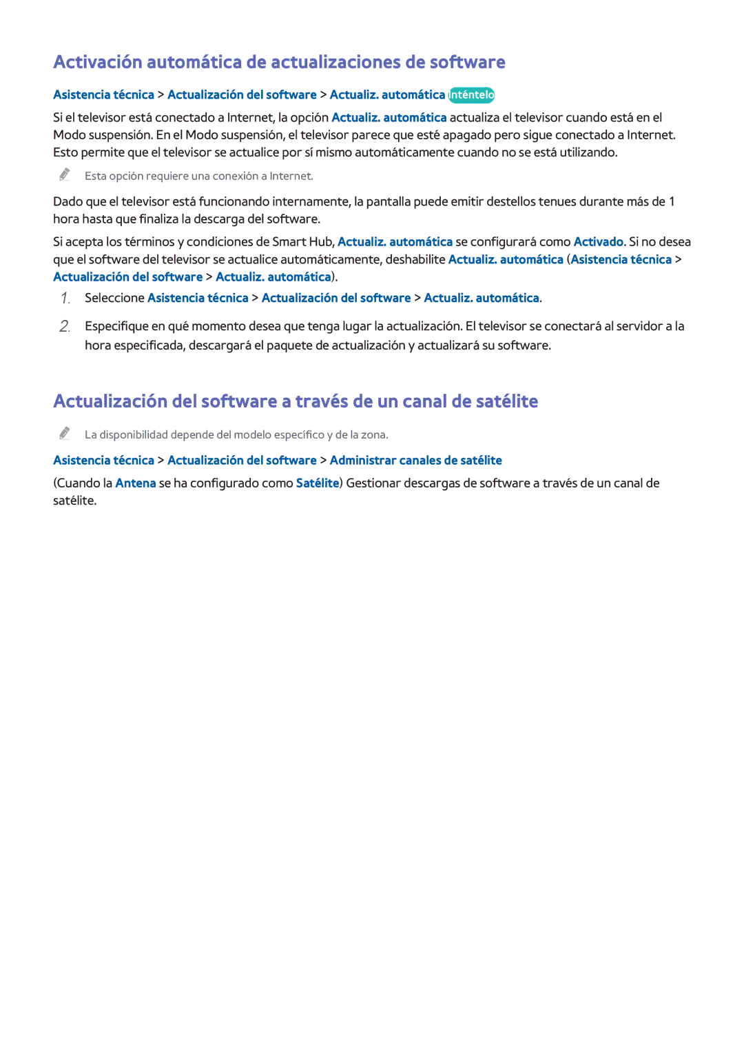 Samsung UE48H6240AWXXC, UE48H6200AWXXH, UE40H6410SSXXC, UE40H6200AWXXC Activación automática de actualizaciones de software 