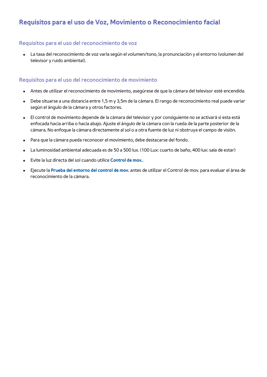 Samsung UE32H4500AWXXH, UE48H6200AWXXH, UE40H6410SSXXC, UE40H6200AWXXC manual Requisitos para el uso del reconocimiento de voz 