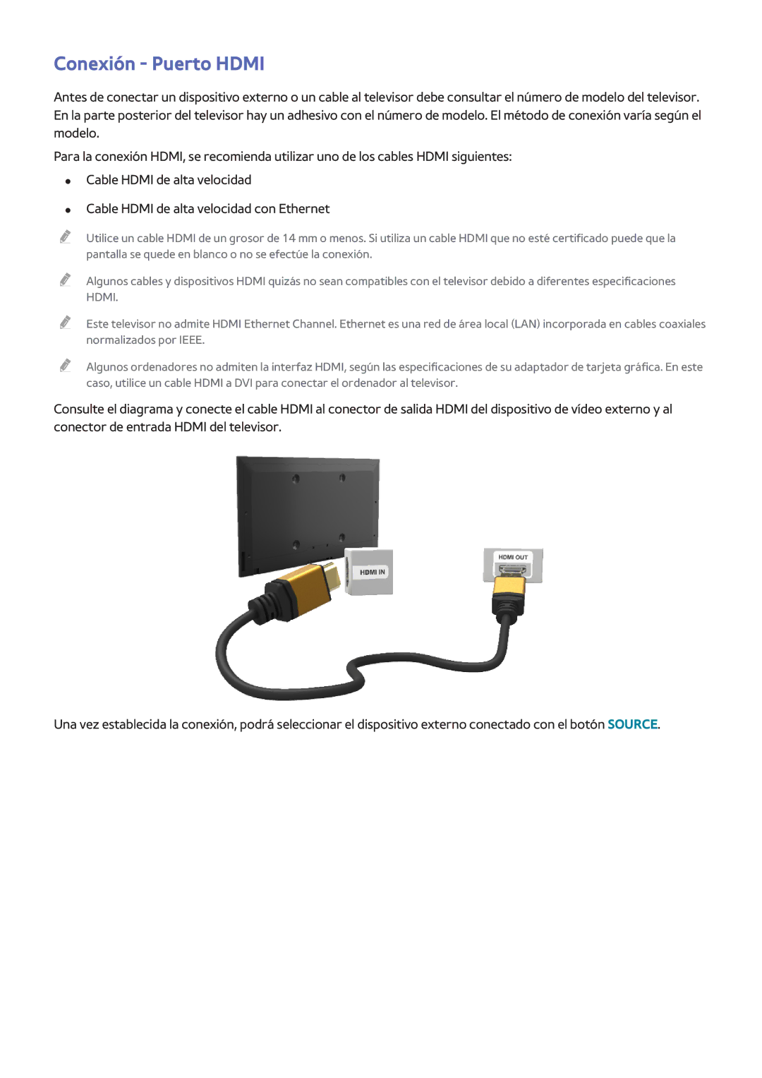 Samsung UE40H6640SLXXC, UE48H6200AWXXH, UE40H6410SSXXC, UE40H6200AWXXC, UE32H4500AWXXH, UE48H6400AWXXH Conexión Puerto Hdmi 