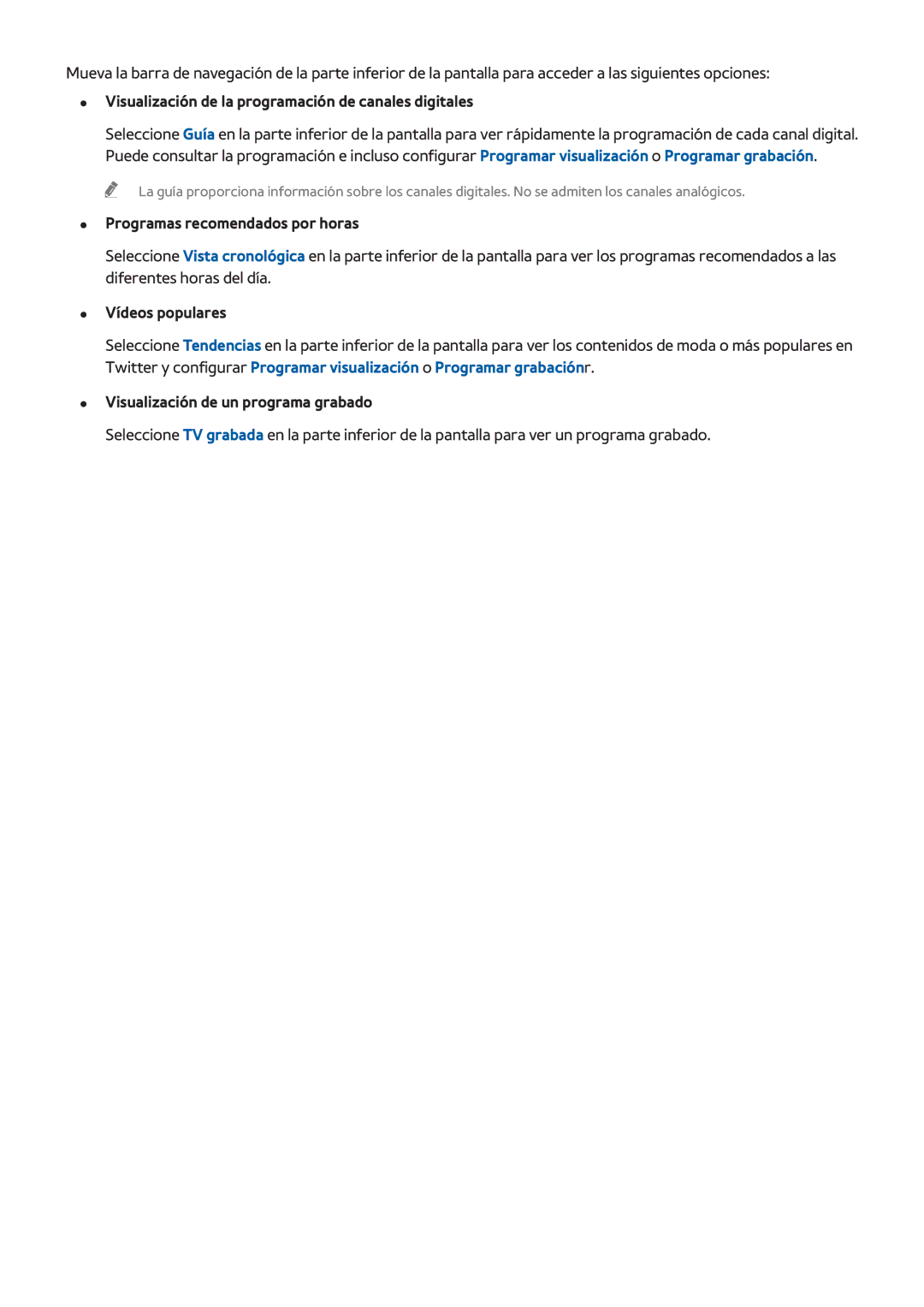 Samsung UE48H6640SLXXC manual Visualización de la programación de canales digitales, Programas recomendados por horas 