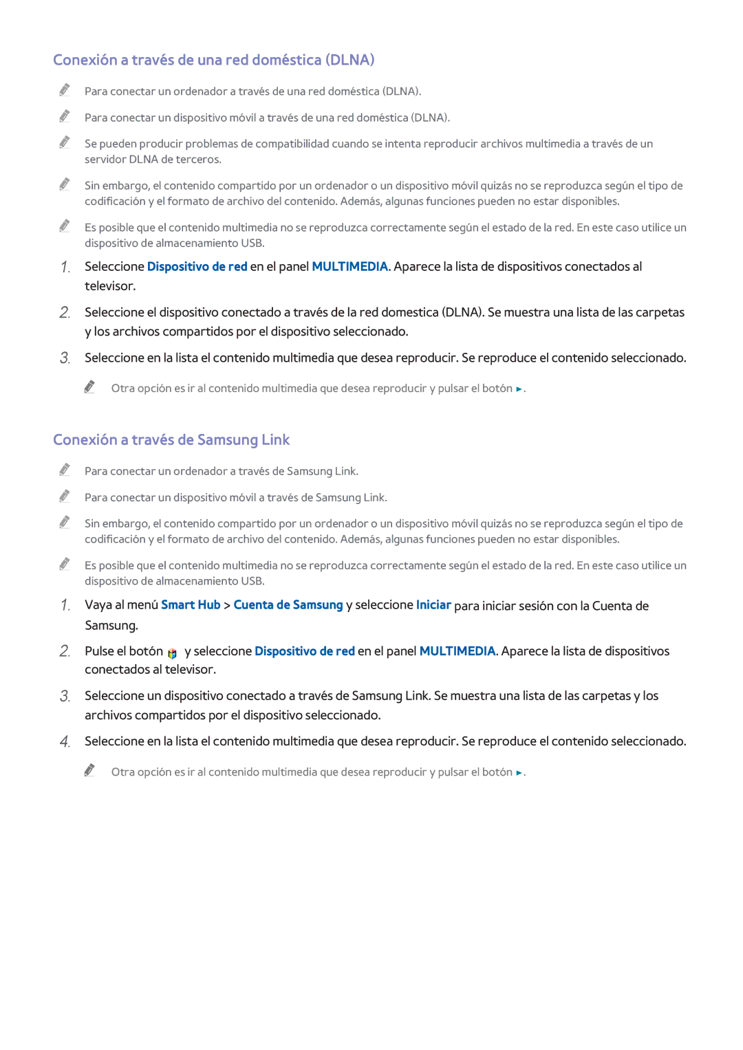 Samsung UE40H6500STXXH, UE48H6200AWXXH manual Conexión a través de una red doméstica Dlna, Conexión a través de Samsung Link 