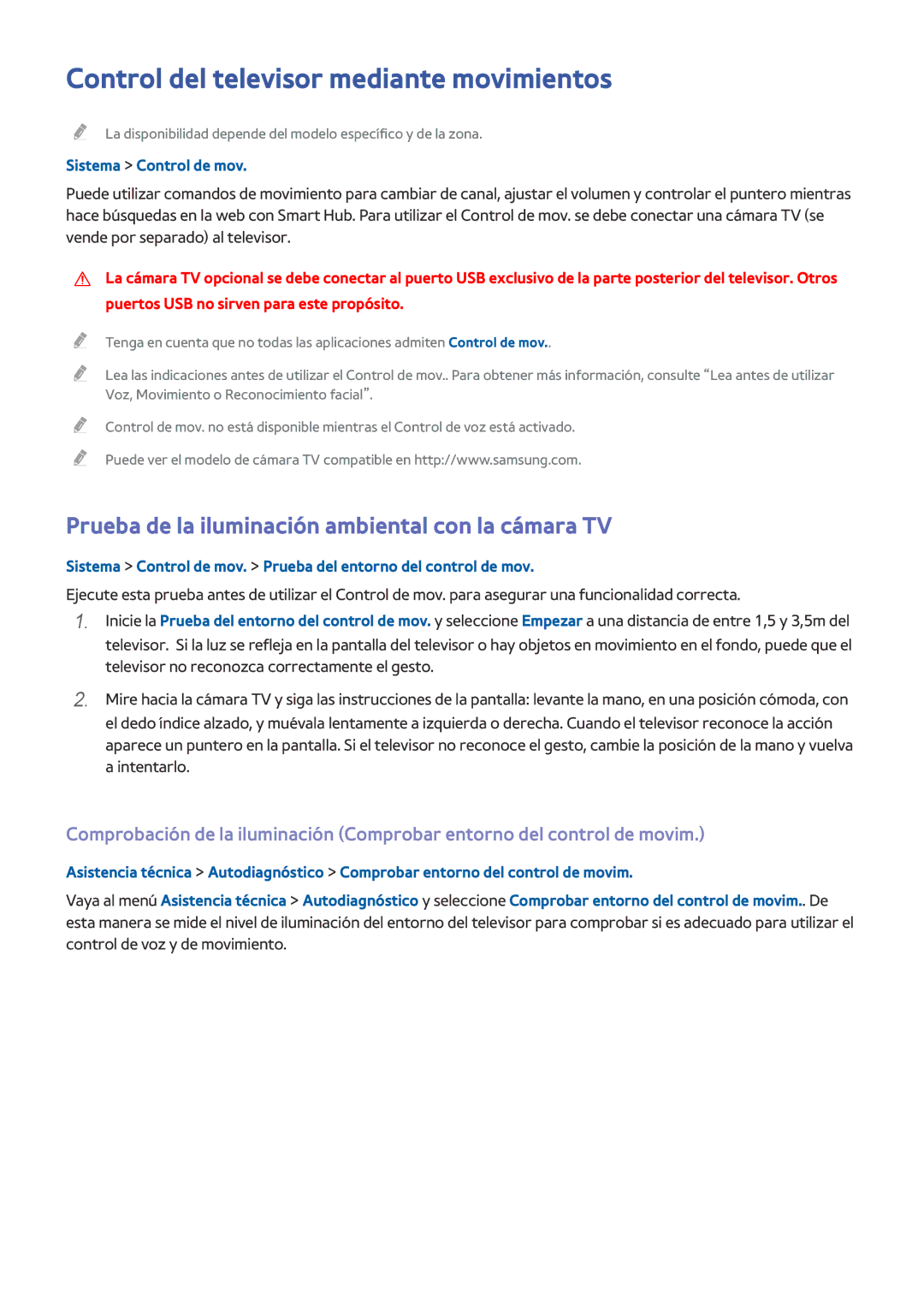 Samsung UE40H6500STXXH Control del televisor mediante movimientos, Prueba de la iluminación ambiental con la cámara TV 