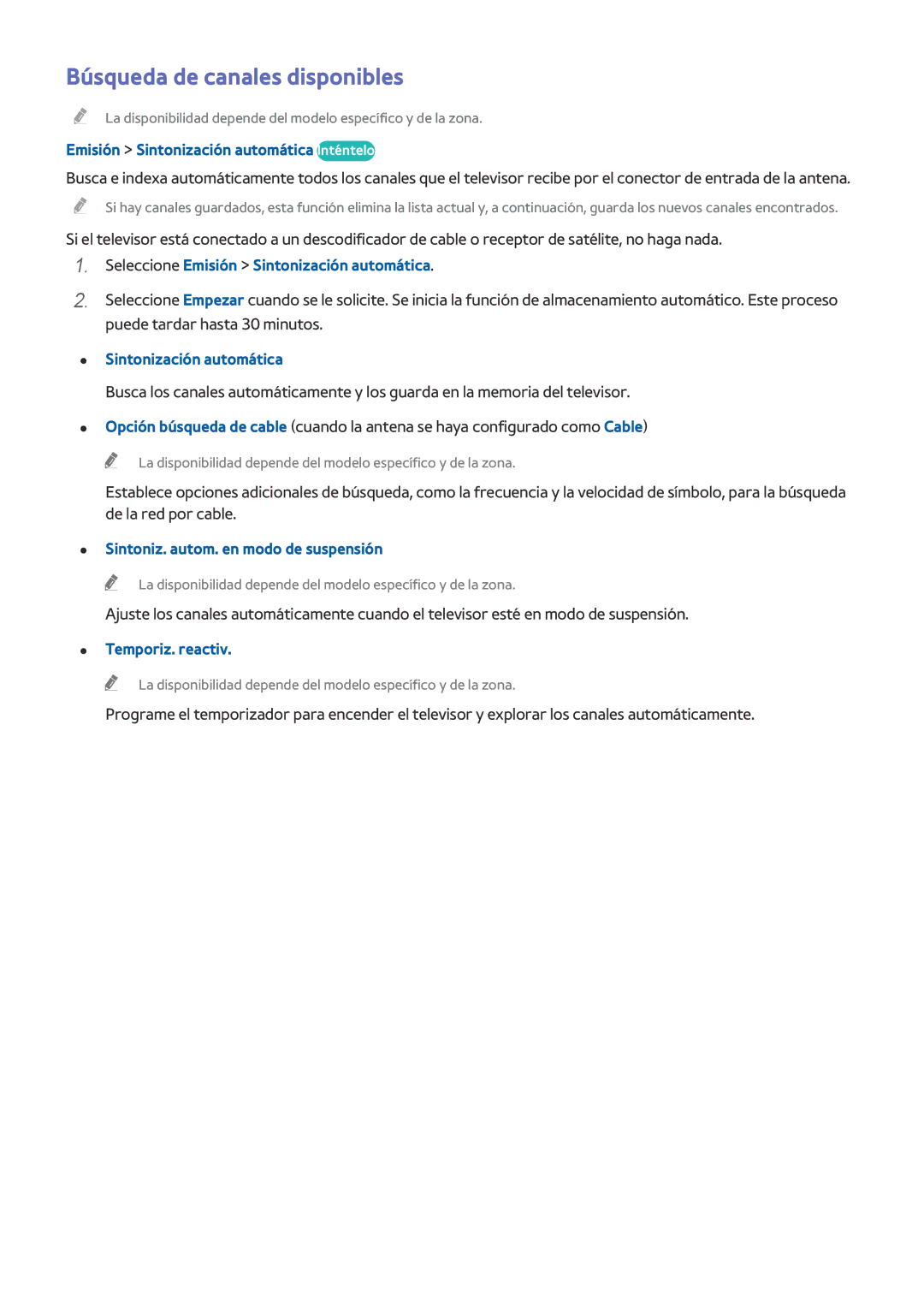 Samsung UE48H6290ASXTK, UE48H6200AWXXH, UE48H6800AWXXH, UE32H4500AWXXH, UE75H6400AWXXH manual Búsqueda de canales disponibles 