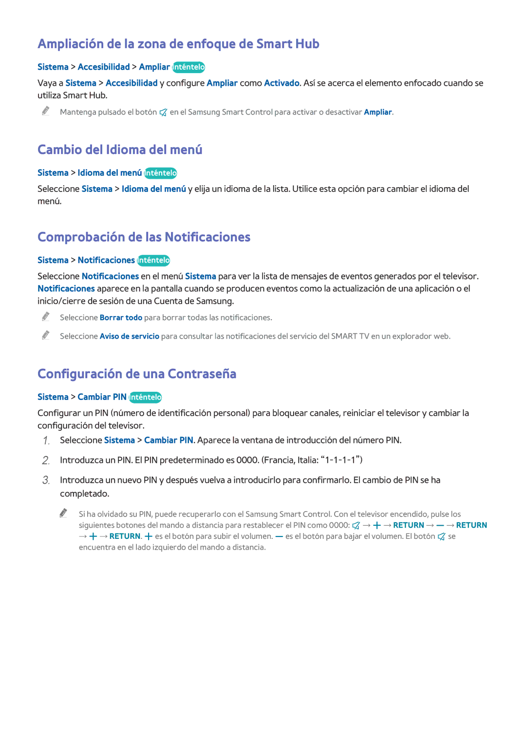 Samsung UE50H6470SSXXC, UE48H6200AWXXH manual Ampliación de la zona de enfoque de Smart Hub, Cambio del Idioma del menú 