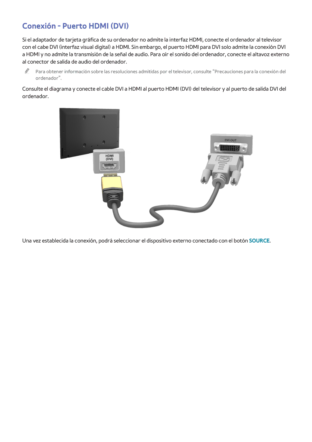 Samsung UE55H6470SSXXC, UE48H6200AWXXH, UE48H6800AWXXH, UE32H4500AWXXH, UE75H6400AWXXH manual Conexión Puerto Hdmi DVI 