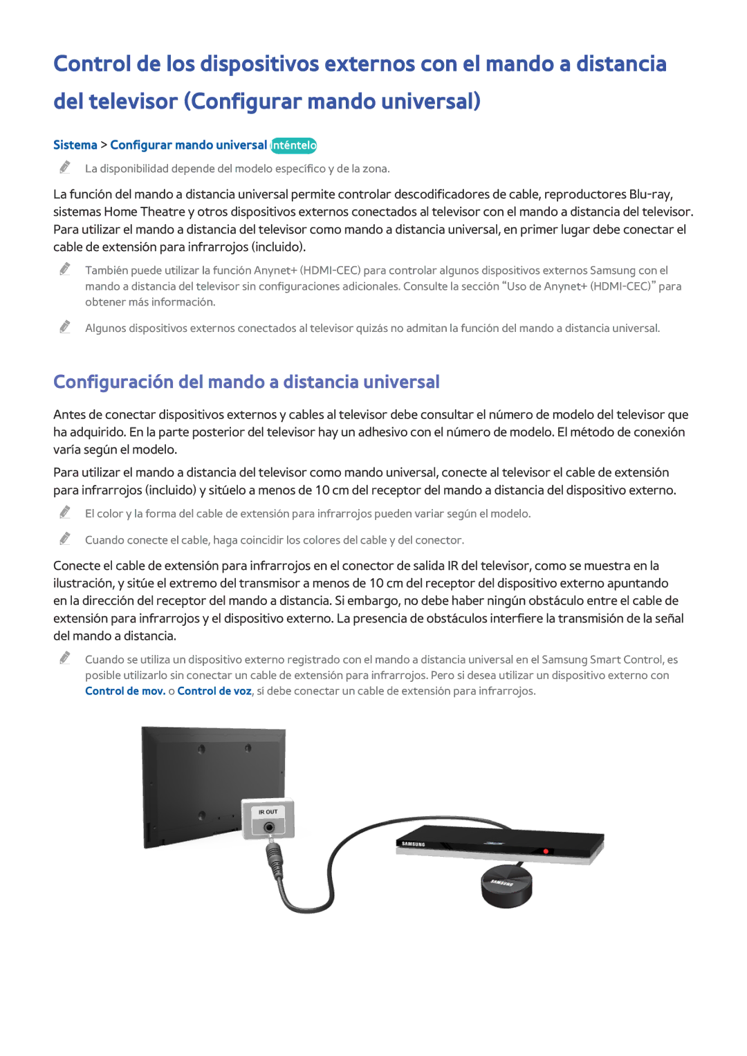 Samsung UE48H6800AWXXH manual Configuración del mando a distancia universal, Sistema Configurar mando universal Inténtelo 