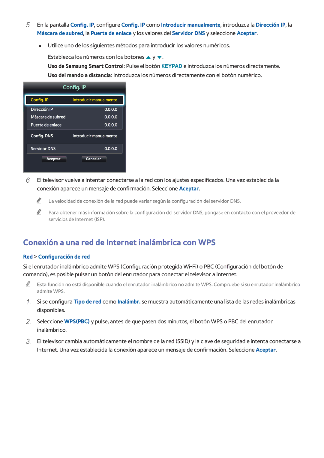 Samsung UE40H5570SSXXH, UE48H6200AWXXH, UE48H6800AWXXH, UE32H4500AWXXH Conexión a una red de Internet inalámbrica con WPS 