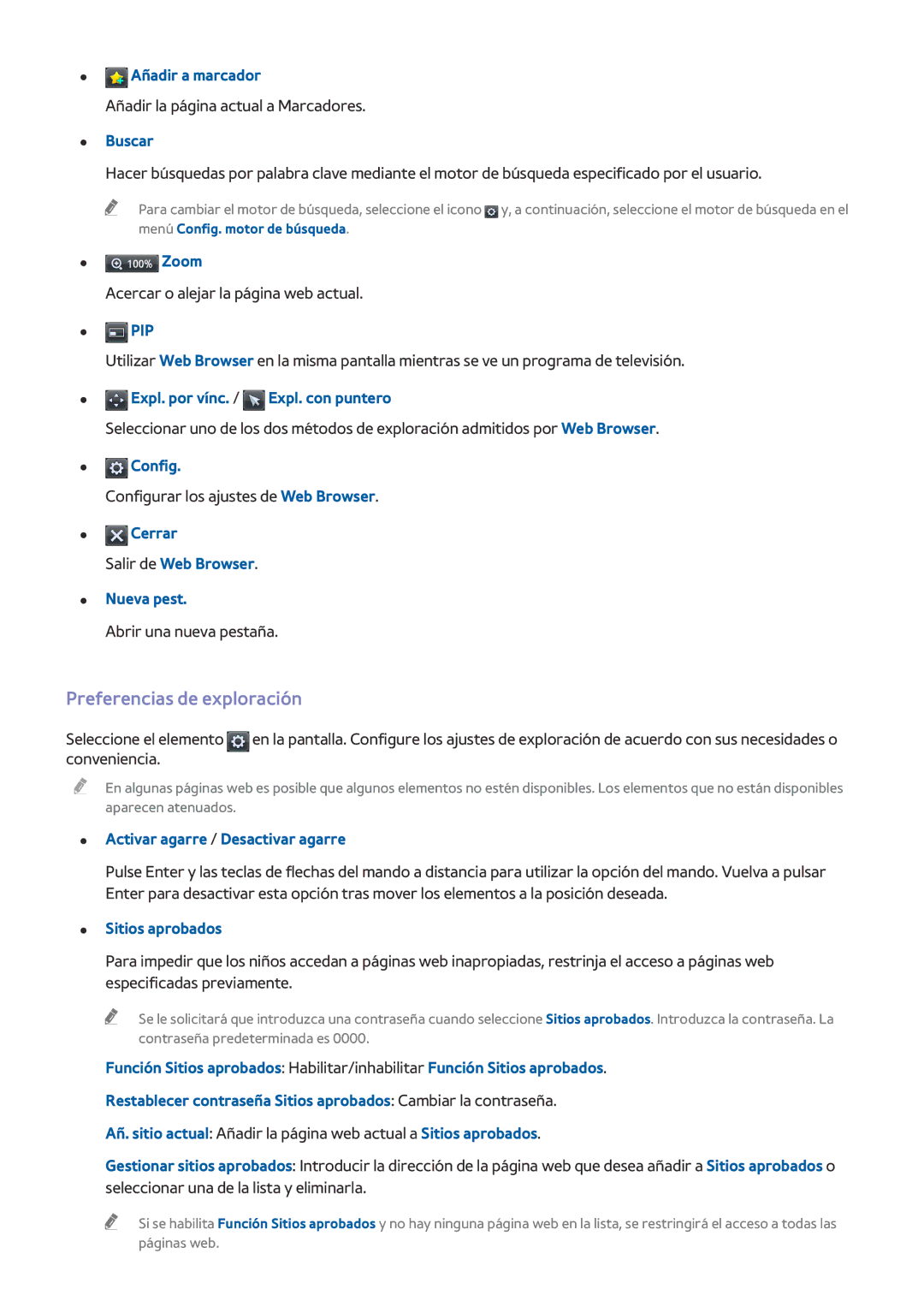 Samsung UA60H6400AKXKE, UE48H6200AWXXH, UE48H6800AWXXH, UE32H4500AWXXH, UE75H6400AWXXH manual Preferencias de exploración 