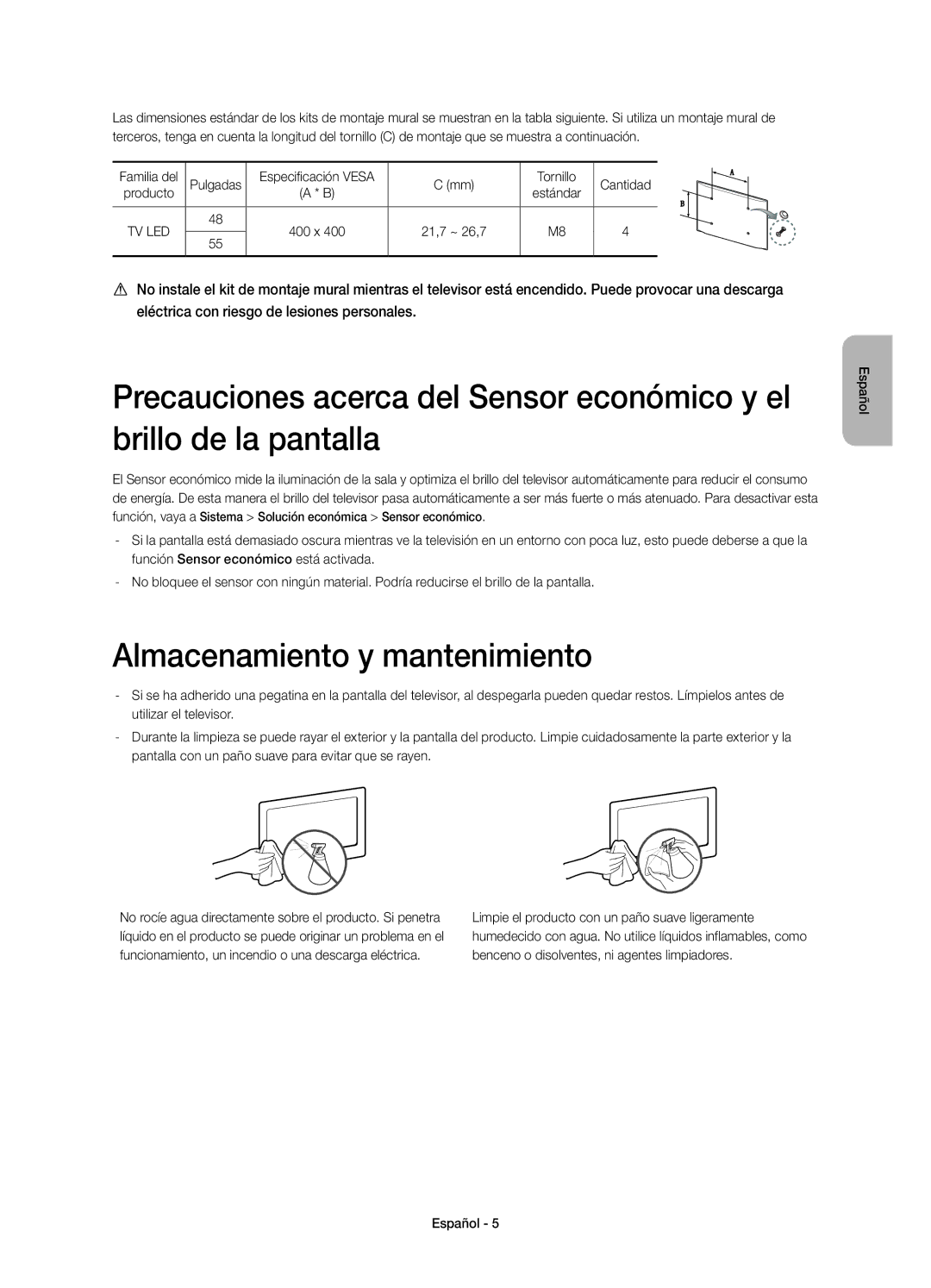 Samsung UE55H6800AWXXH, UE48H6800AWXXH, UE48H6800AWXXC, UE55H6800AWXXC Almacenamiento y mantenimiento, Tornillo Cantidad 