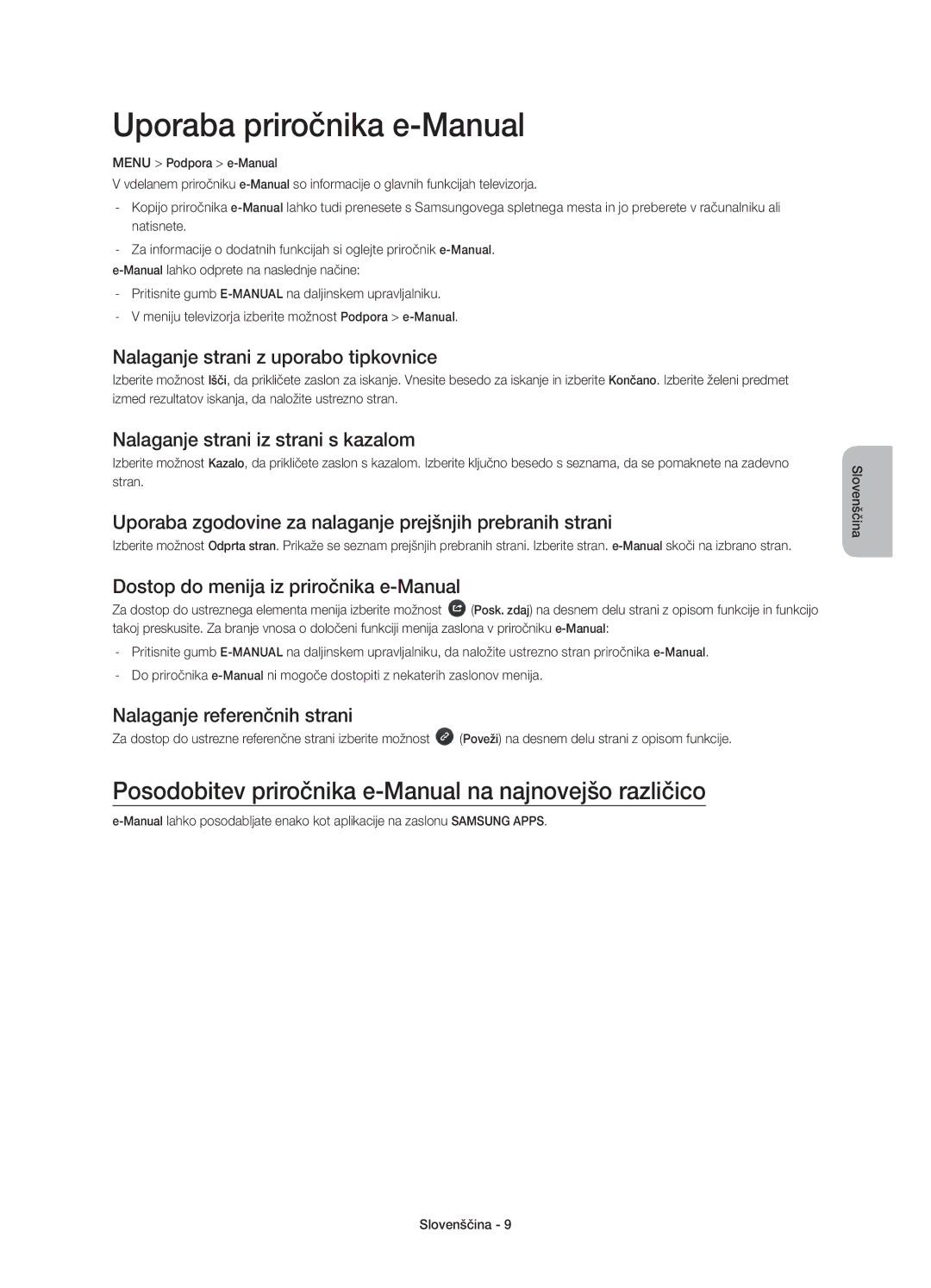 Samsung UE48H6800AWXXN manual Uporaba priročnika e-Manual, Posodobitev priročnika e-Manual na najnovejšo različico 