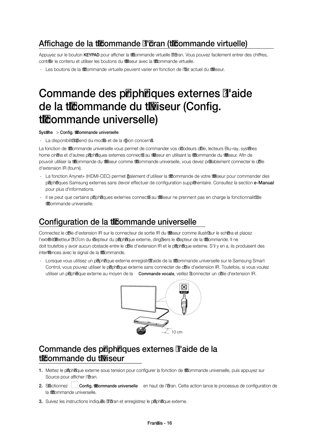 Samsung UE48H6850AWXXC, UE55H6850AWXXC manual Affichage de la télécommande à lécran télécommande virtuelle 