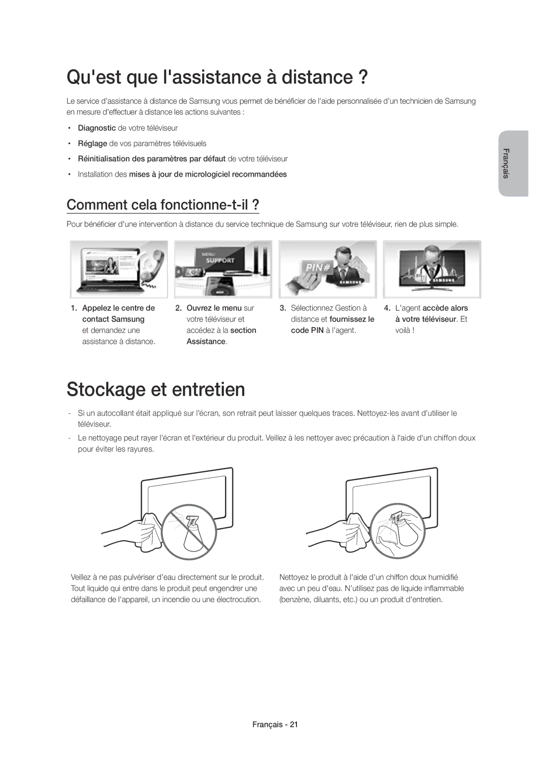 Samsung UE55H8000SLXZF manual Quest que lassistance à distance ?, Stockage et entretien, Comment cela fonctionne-t-il ? 