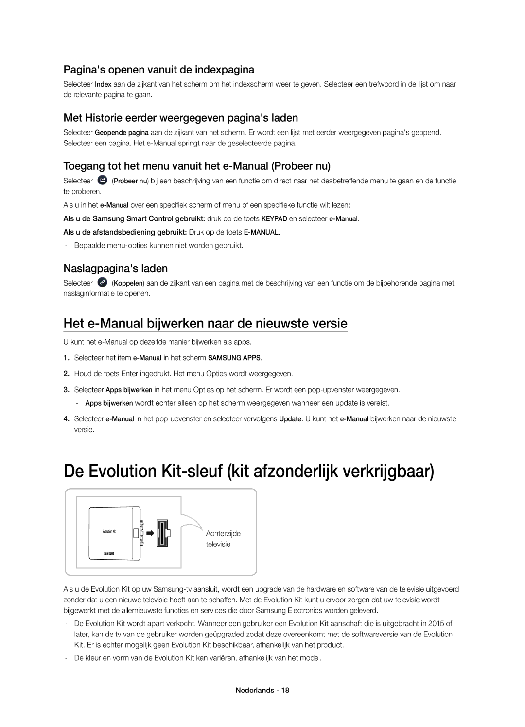 Samsung UE48H8000SLXZF, UE55H8000SLXZF, UE65H8000SLXZF manual De Evolution Kit-sleuf kit afzonderlijk verkrijgbaar 