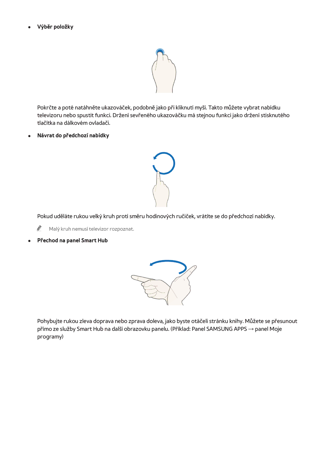 Samsung UE55H8000STXXH, UE48H8090SVXZG, UE65H8080SQXZG manual Návrat do předchozí nabídky, Přechod na panel Smart Hub 