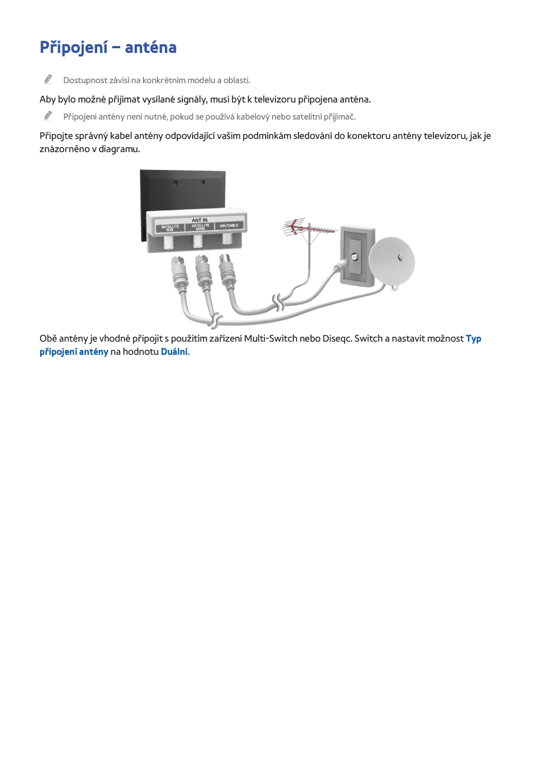 Samsung UE55H8000SLXXC, UE48H8090SVXZG, UE65H8080SQXZG, UE65H8000SLXXH, UE48H8000SLXXC, UE65H8090SVXZG manual Připojení anténa 