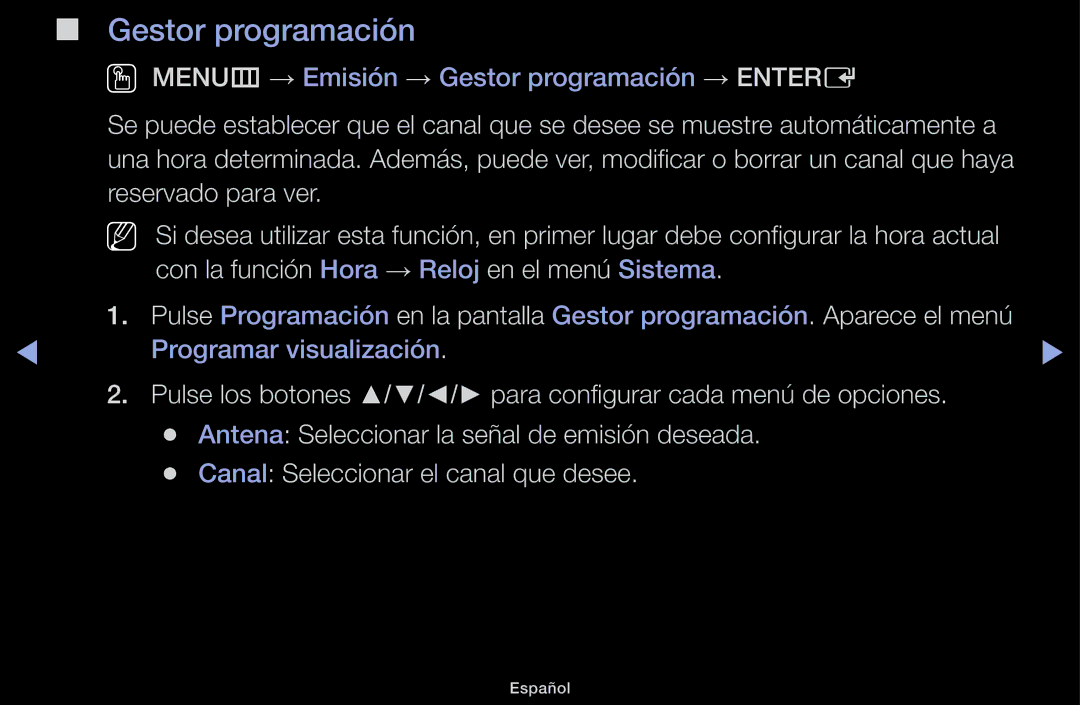 Samsung UE48J5100AWXXC, UE32J4100AWXXC, UE22K5000AWXXC, UE32J5100AWXXC, UE40J5100AWXXC manual Gestor programación 