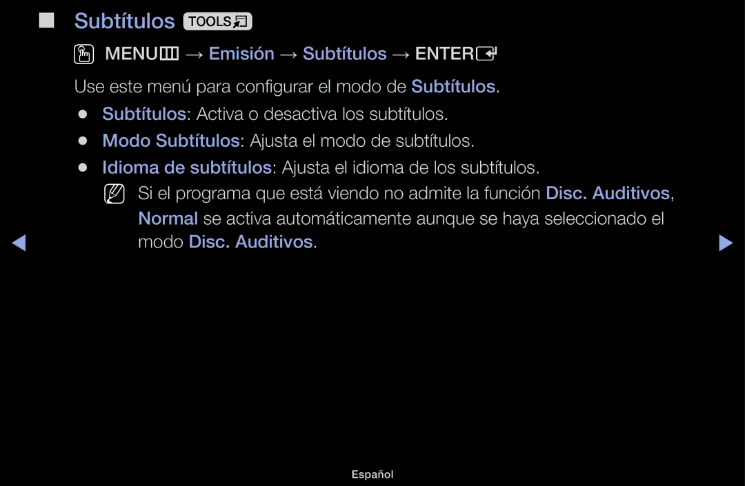 Samsung UE32J4100AWXXC, UE48J5100AWXXC, UE22K5000AWXXC manual Subtítulos t, OO MENUm → Emisión → Subtítulos → Entere 