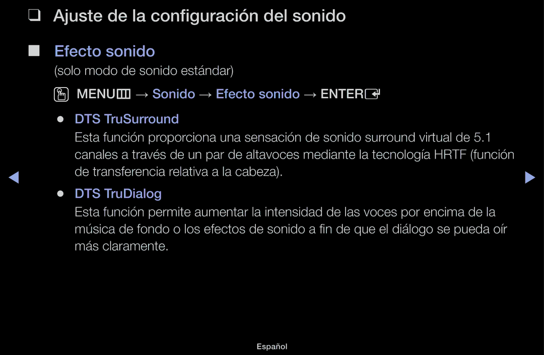 Samsung UE48J5100AWXXC, UE32J4100AWXXC, UE22K5000AWXXC, UE32J5100AWXXC Ajuste de la configuración del sonido, Efecto sonido 