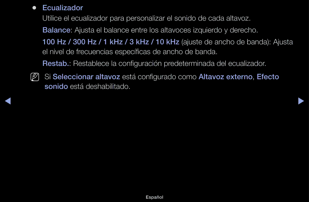 Samsung UE32J4100AWXXC, UE48J5100AWXXC, UE22K5000AWXXC, UE32J5100AWXXC, UE40J5100AWXXC manual Ecualizador 