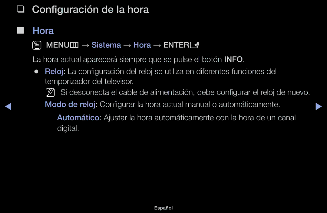 Samsung UE32J4100AWXXC, UE48J5100AWXXC, UE22K5000AWXXC, UE32J5100AWXXC, UE40J5100AWXXC manual Configuración de la hora, Hora 