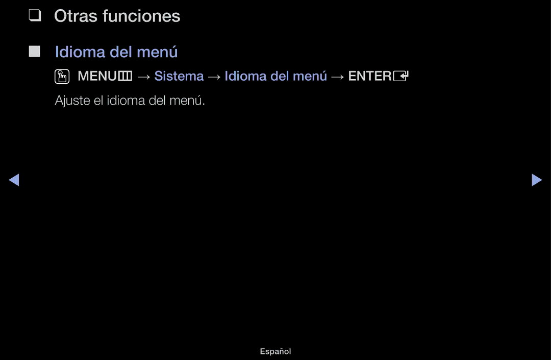 Samsung UE32J5100AWXXC, UE48J5100AWXXC, UE32J4100AWXXC, UE22K5000AWXXC, UE40J5100AWXXC manual Otras funciones, Idioma del menú 
