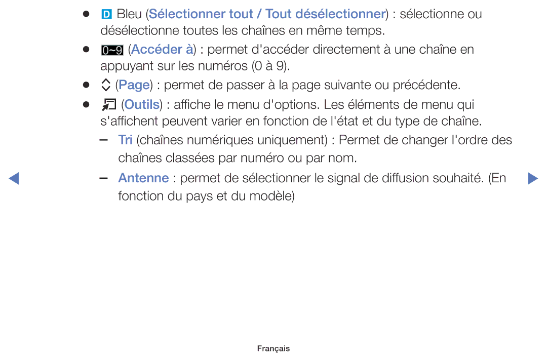 Samsung UE55J5100AWXZF, UE48J5100AWXZF, UE32J4100AWXZF manual Bleu Sélectionner tout / Tout désélectionner sélectionne ou 