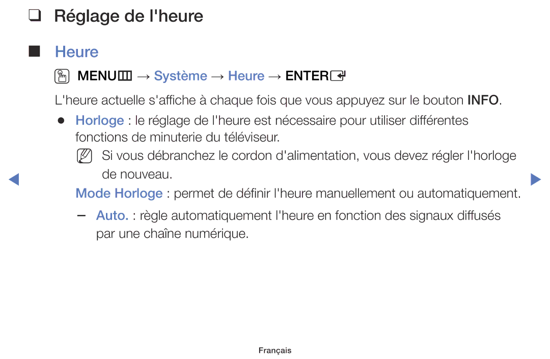 Samsung UE48J5100AWXZF, UE32J4100AWXZF, UE55J5100AWXZF, UE32J5000AWXZF, UE55J6100AWXZF manual Réglage de lheure, Heure 