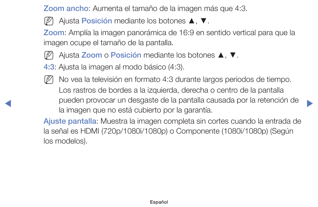 Samsung UE28H4000AWXXC, UE48J5170ASXZG, UE40J5170ASXZG, UE40H4200AWXXC manual La imagen que no está cubierto por la garantía 