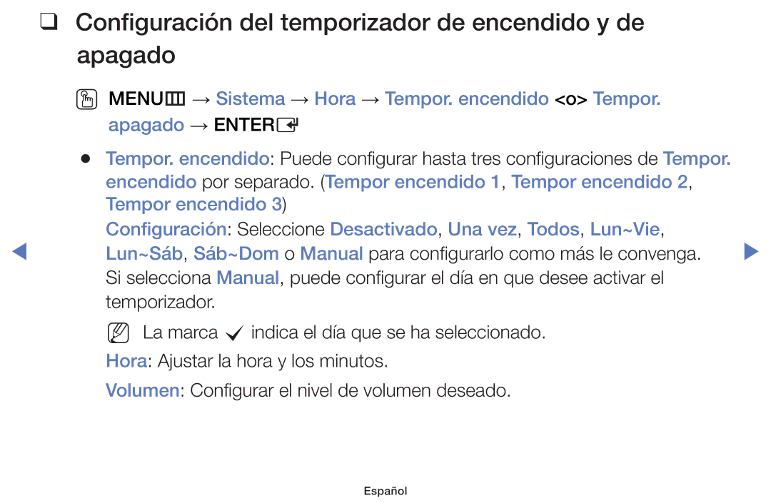 Samsung UE40H5070ASXXH, UE48J5170ASXZG, UE40J5170ASXZG manual Configuración del temporizador de encendido y de apagado 