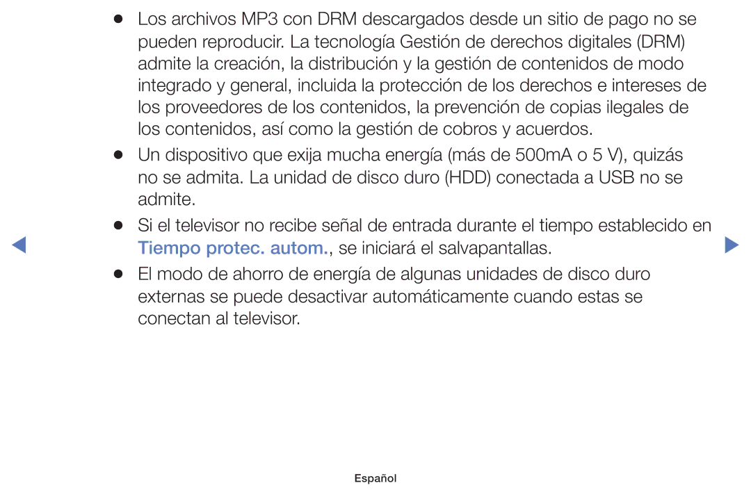 Samsung UE40J5170ASXZG, UE48J5170ASXZG, UE40H4200AWXXC, UE32H4000AWXXC Tiempo protec. autom., se iniciará el salvapantallas 