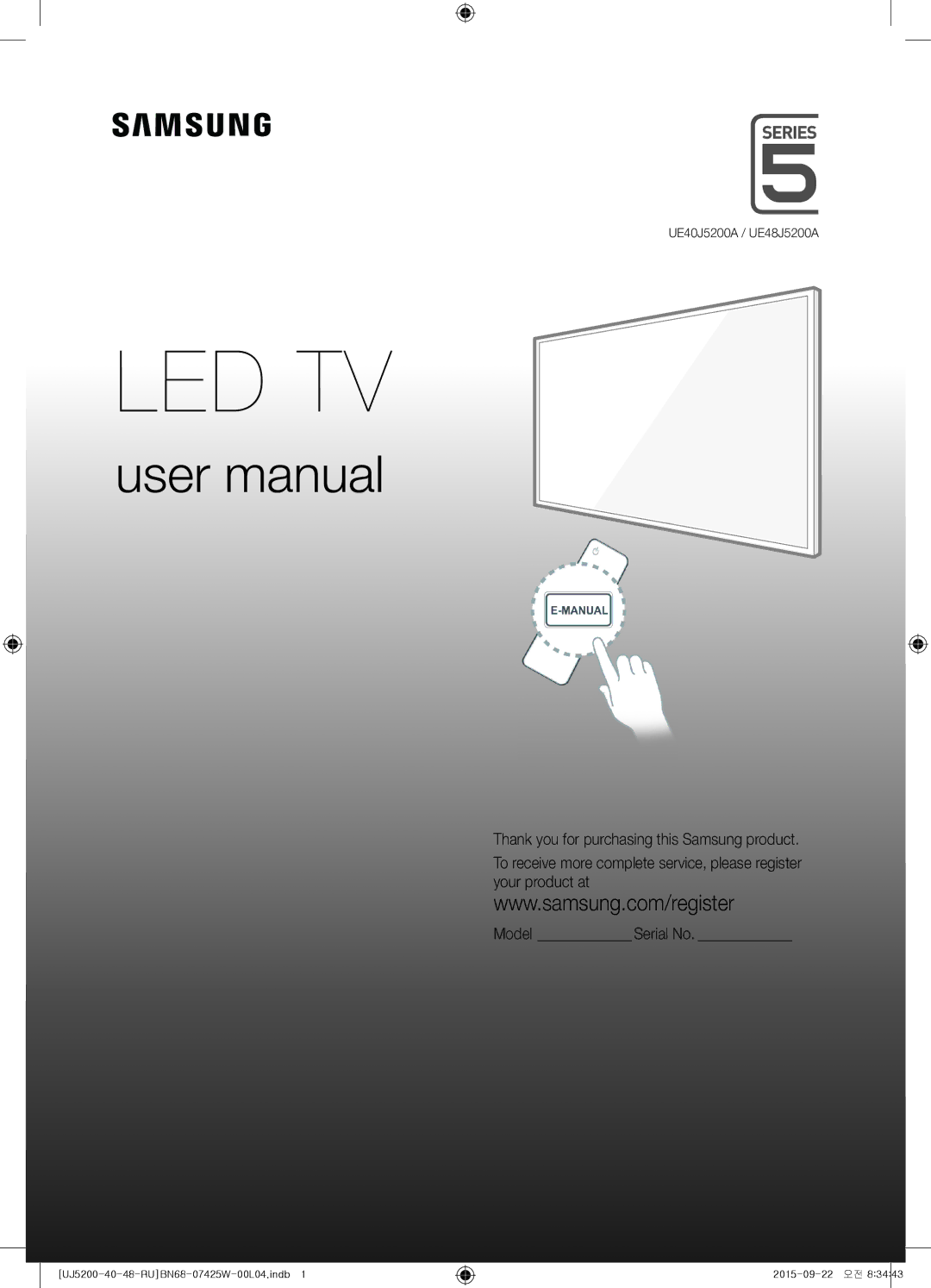 Samsung UE48J5200AUXRU, UE40J5200AUXRU, UE40J5200AUXUZ manual Led Tv 