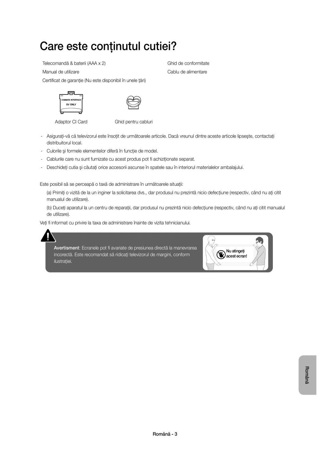 Samsung UE48J6202AKXXH, UE48J6200AWXXH manual Care este conţinutul cutiei?, Telecomandă & baterii AAA x, Manual de utilizare 