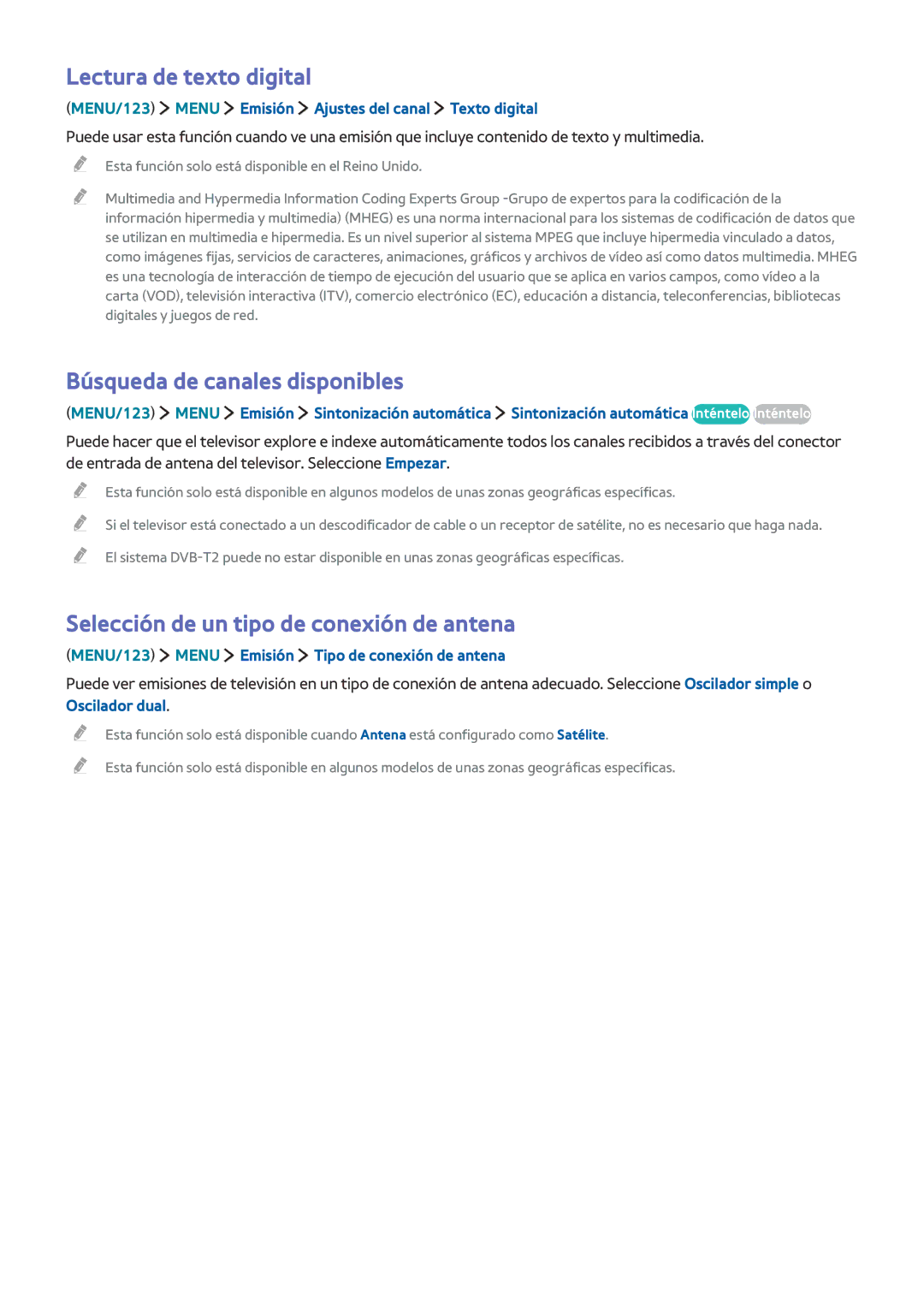 Samsung UE40J6370SUXXC, UE48J6200AWXXH, UE55J6300AKXXC manual Lectura de texto digital, Búsqueda de canales disponibles 