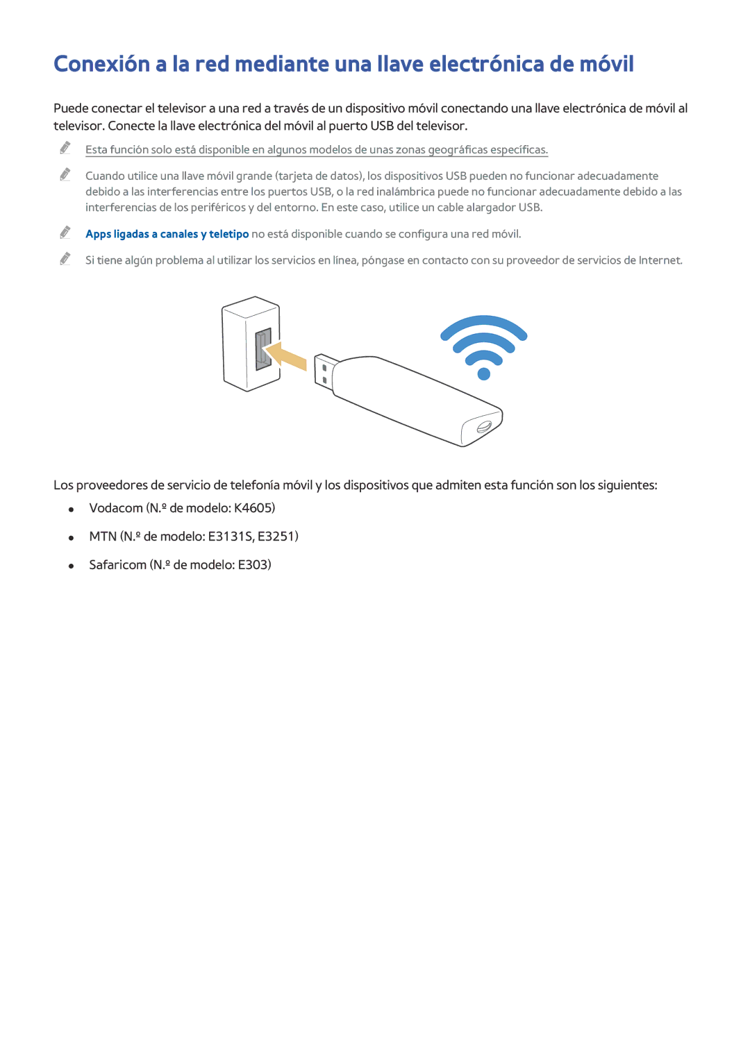 Samsung UE60J6270SUXZG, UE48J6200AWXXH, UE55J6300AKXXC manual Conexión a la red mediante una llave electrónica de móvil 