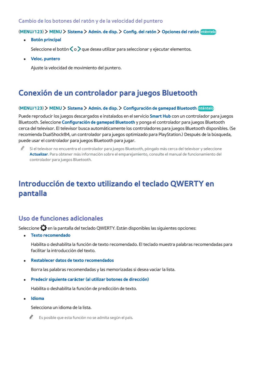 Samsung UE48J6370SUXXH, UE48J6200AWXXH manual Conexión de un controlador para juegos Bluetooth, Uso de funciones adicionales 