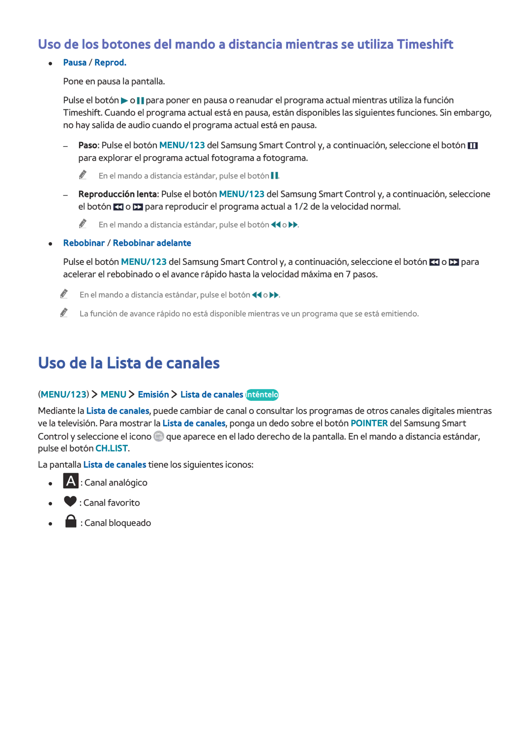 Samsung UE50J6240AKXXC, UE48J6200AWXXH manual Uso de la Lista de canales, MENU/123 Menu Emisión Lista de canales Inténtelo 