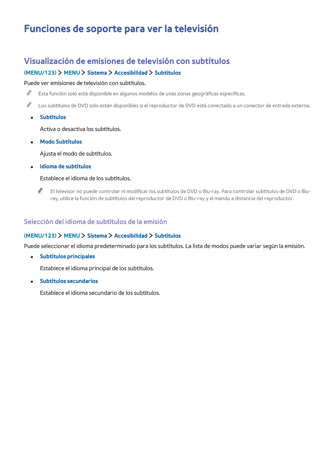 Samsung UE43J5570SUXXC manual Funciones de soporte para ver la televisión, Selección del idioma de subtítulos de la emisión 