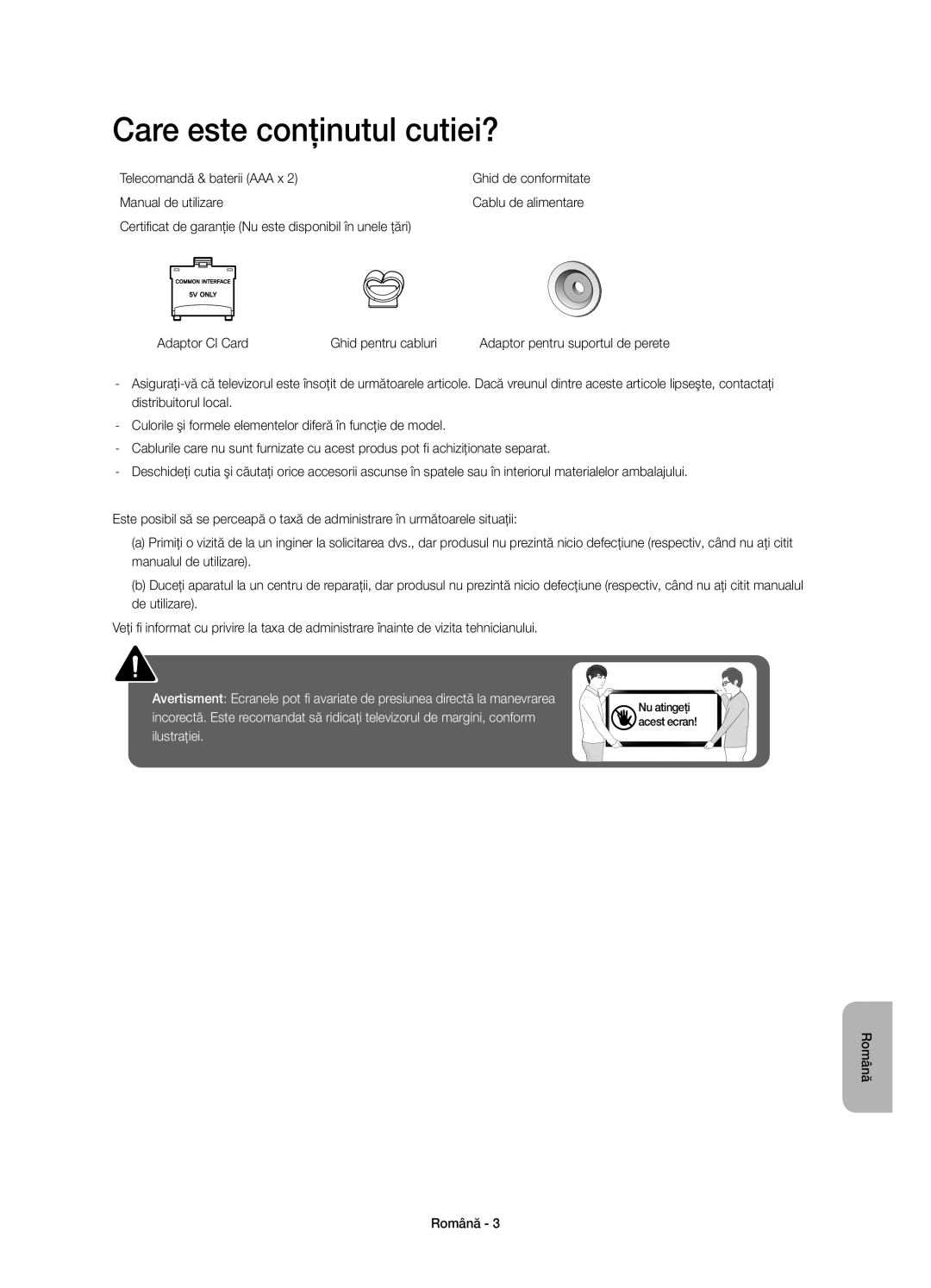 Samsung UE32J6300AWXXH, UE48J6300AWXXH manual Care este conţinutul cutiei?, Telecomandă & baterii AAA x, Manual de utilizare 