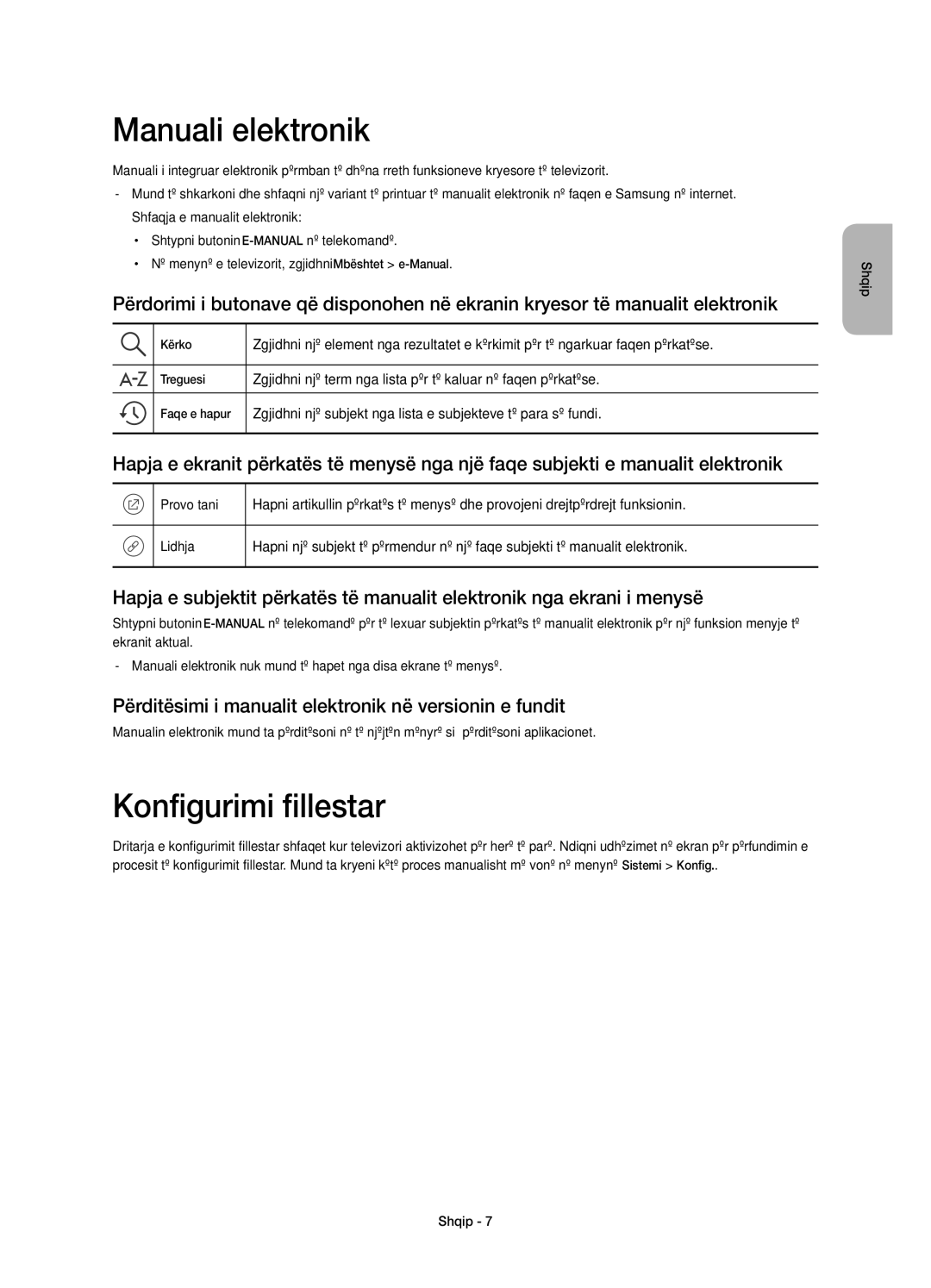 Samsung UE48J6370SUXZG Manuali elektronik, Konfigurimi fillestar, Përditësimi i manualit elektronik në versionin e fundit 