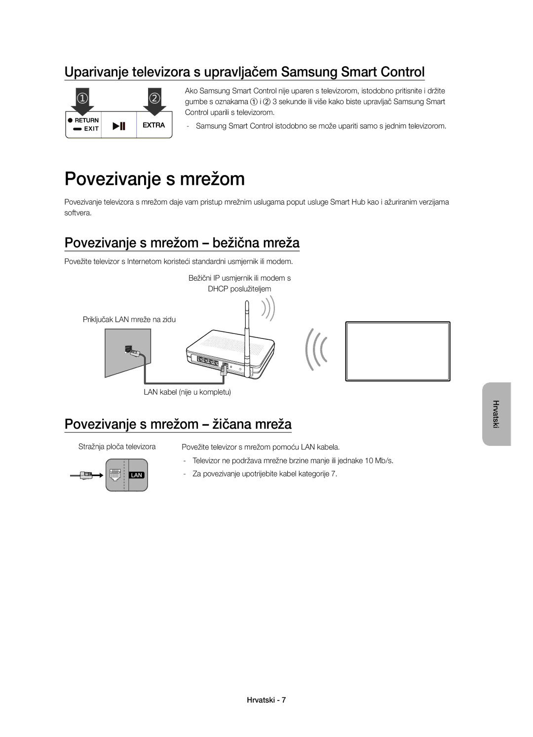 Samsung UE48JS8500LXXH, UE55JS8500LXXH Povezivanje s mrežom, Uparivanje televizora s upravljačem Samsung Smart Control 