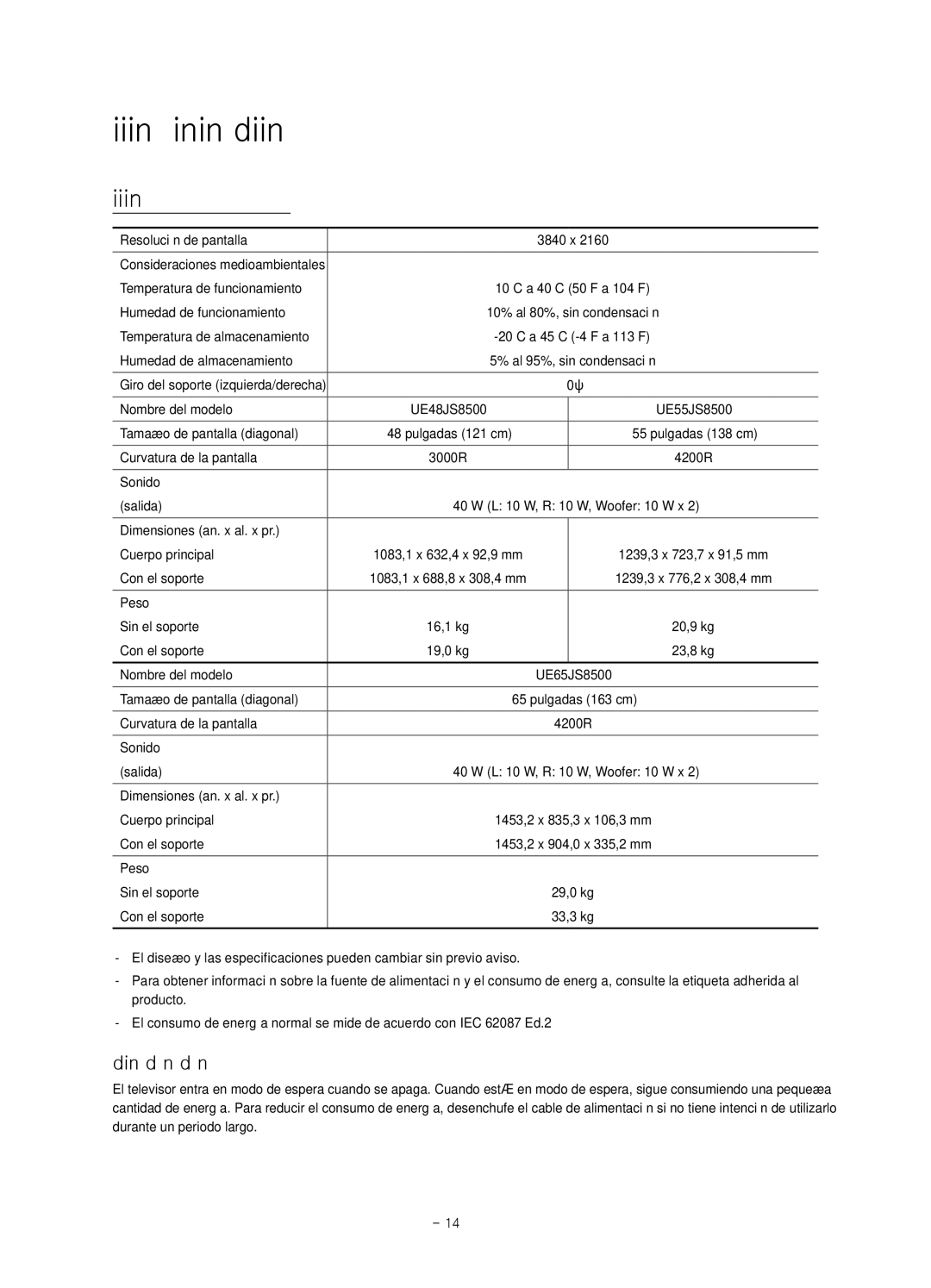 Samsung UE48JS8500TXZF, UE48JS8500TXXC manual Especificaciones e información adicional, Reducción del consumo de energía 