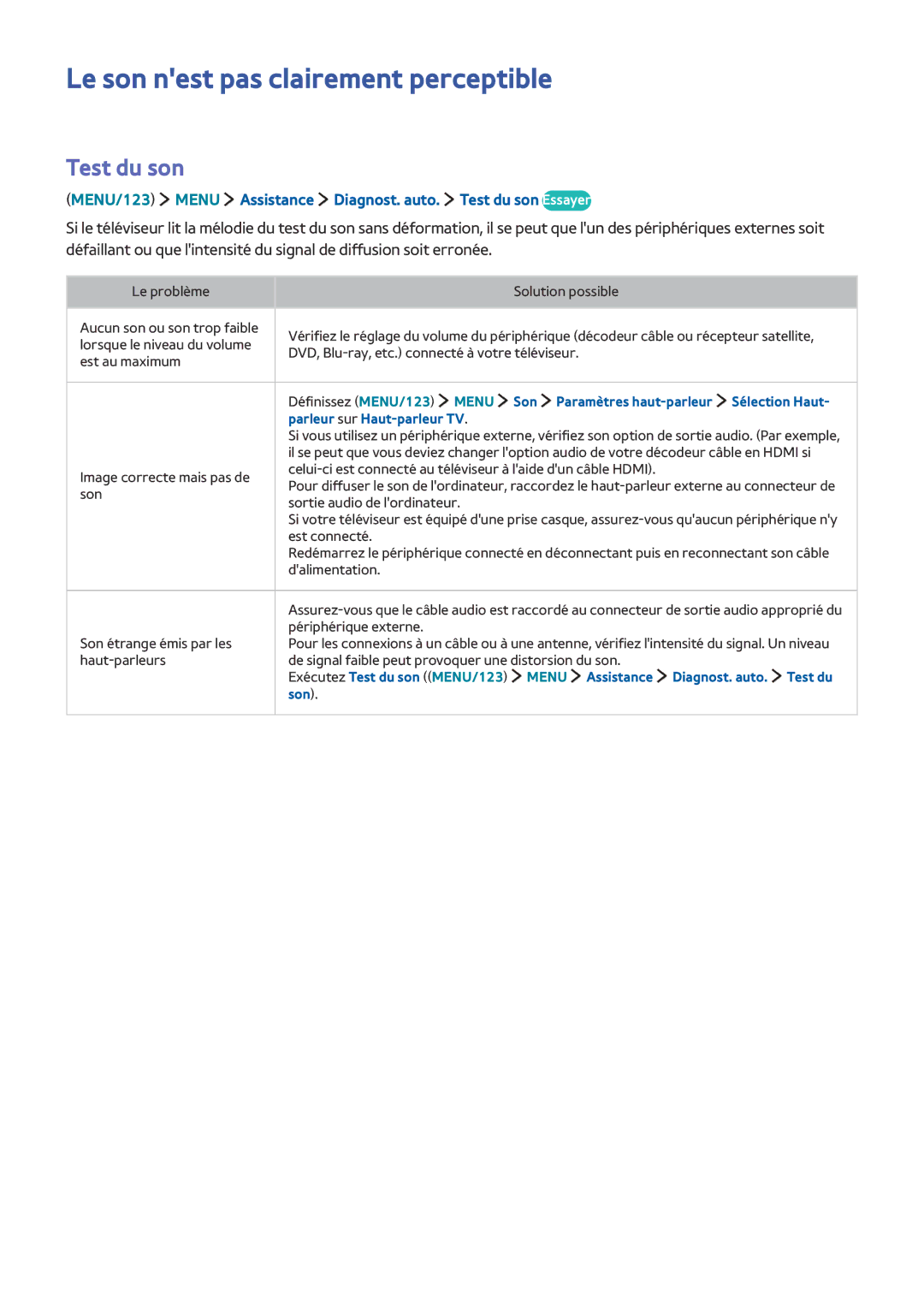 Samsung UE78JS9500TXZF, UE48JS9000TXZF, UE88JS9500TXZF, UE65JS9500TXZF Le son nest pas clairement perceptible, Test du son 