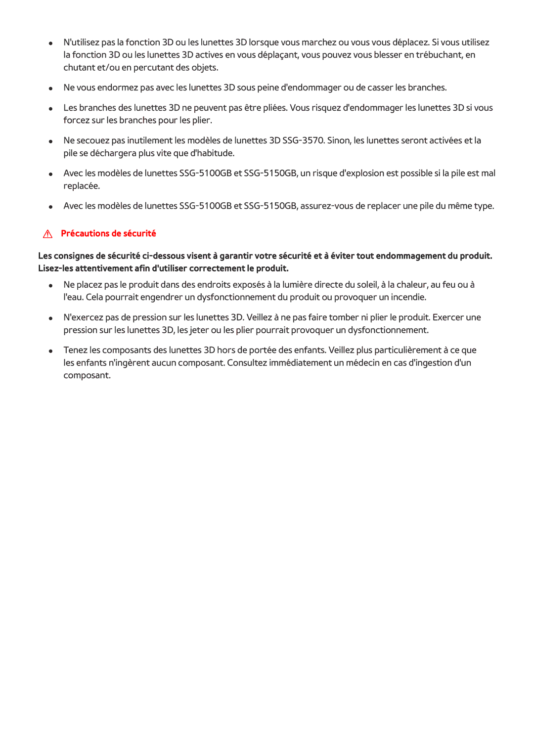 Samsung UE88JS9500TXZF, UE48JS9000TXZF, UE65JS9500TXZF, UE55JS9000TXZF, UE78JS9500TXZF manual Précautions de sécurité 