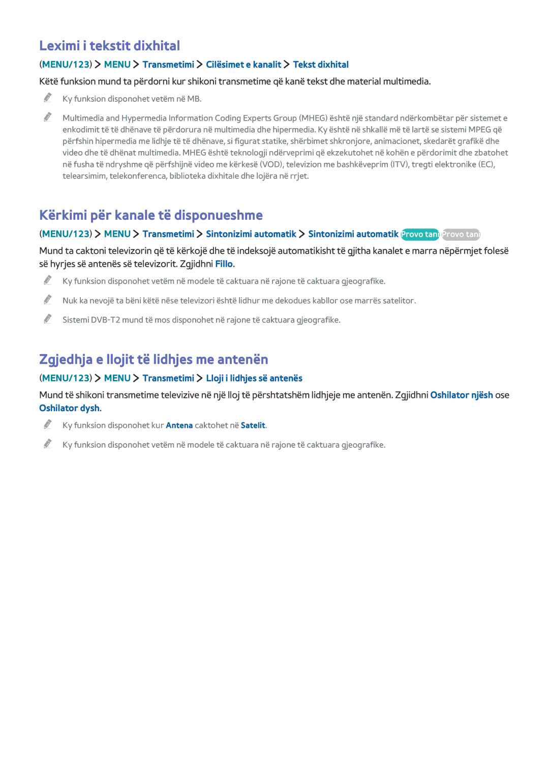 Samsung UE48JS9002TXXH, UE65JS9502TXXH, UE55JS9002TXXH manual Leximi i tekstit dixhital, Kërkimi për kanale të disponueshme 