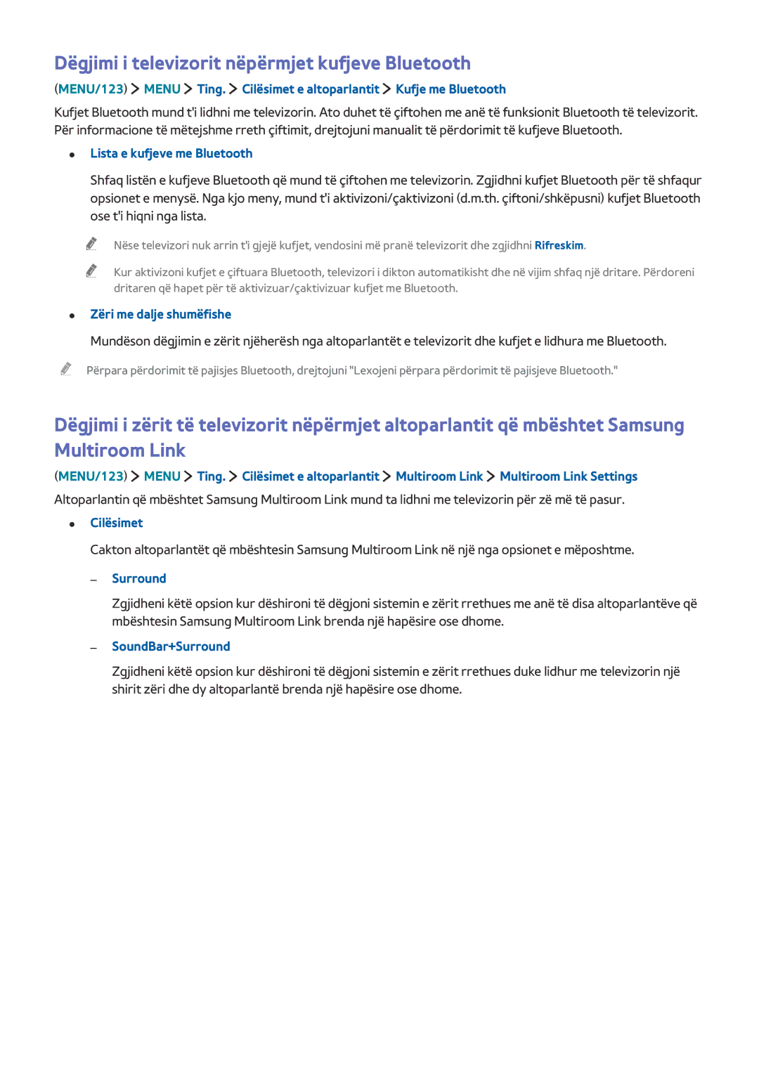 Samsung UE65JS9502TXXH, UE48JS9002TXXH, UE55JS9002TXXH, UE65JS9002TXXH Dëgjimi i televizorit nëpërmjet kufjeve Bluetooth 