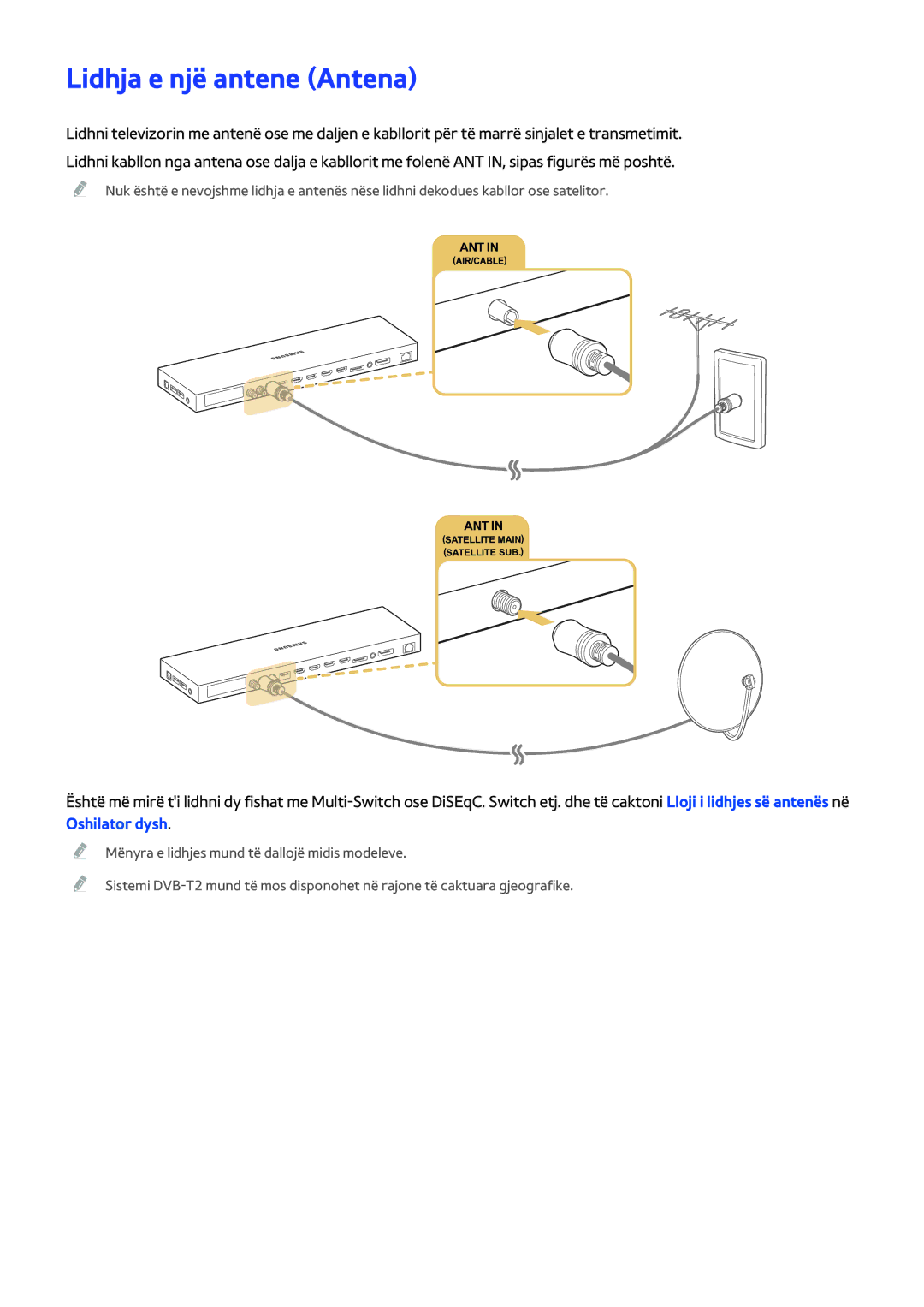 Samsung UE65JS9502TXXH, UE48JS9002TXXH, UE55JS9002TXXH, UE65JS9002TXXH manual Lidhja e një antene Antena 