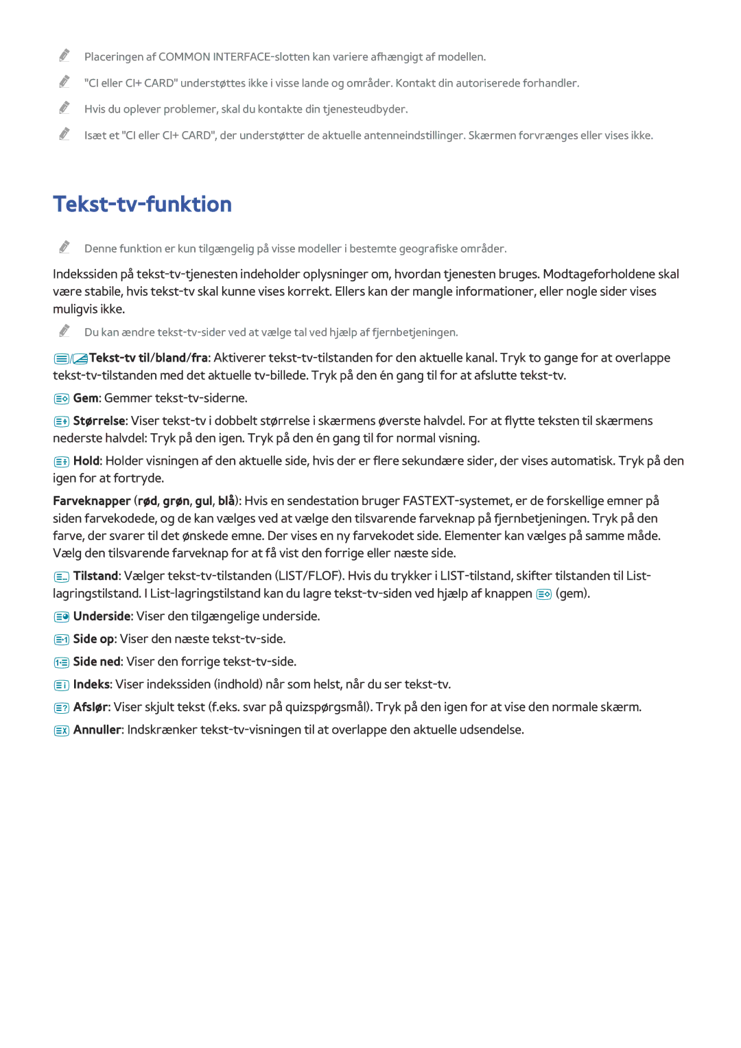 Samsung UE82S9WAQXXE, UE48JS9005QXXE, UE65JS9005QXXE, UE78JS9505QXXE, UE88JS9505QXXE, UE65JS9505QXXE manual Tekst-tv-funktion 